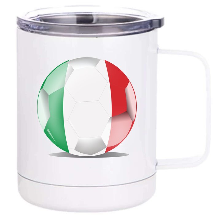 Soccer Ball Country Flag Italy Front & Back 12oz Stainless Steel Tumbler Cup