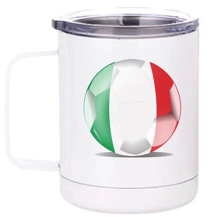 Soccer Ball Country Flag Italy Front & Back 12oz Stainless Steel Tumbler Cup