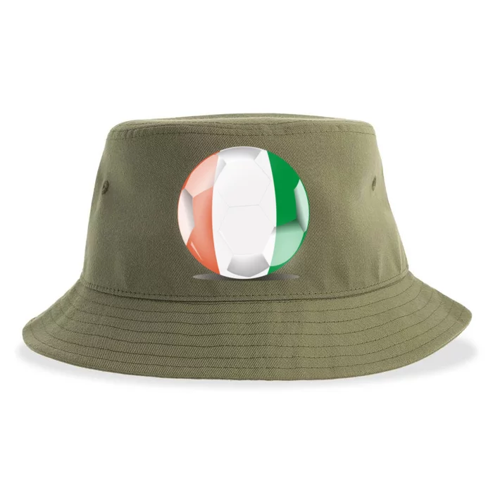 Soccer Ball Country Flag Ivory Coast Sustainable Bucket Hat