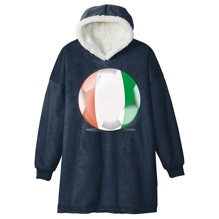 Soccer Ball Country Flag Ivory Coast Hooded Wearable Blanket