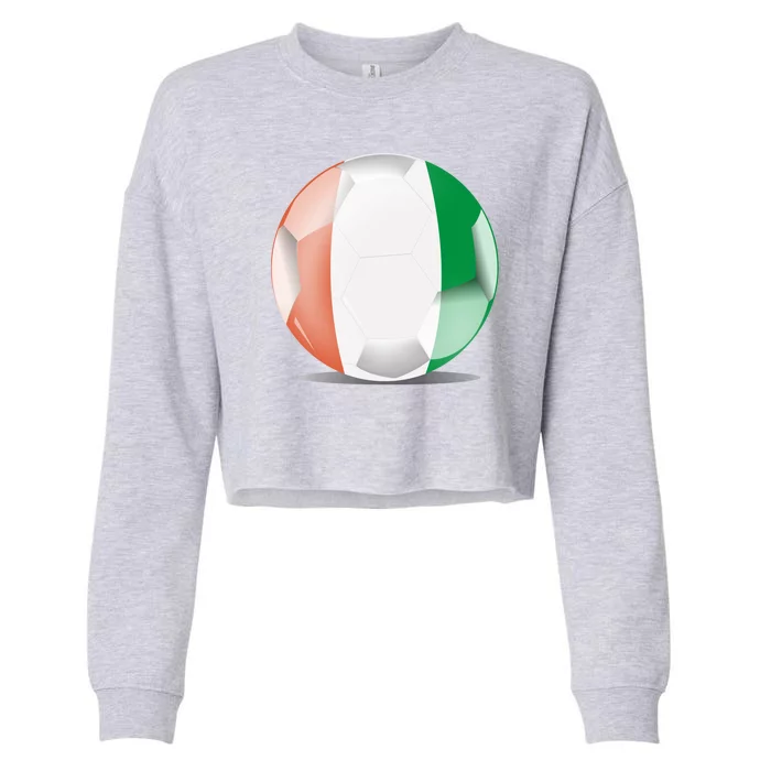 Soccer Ball Country Flag Ivory Coast Cropped Pullover Crew