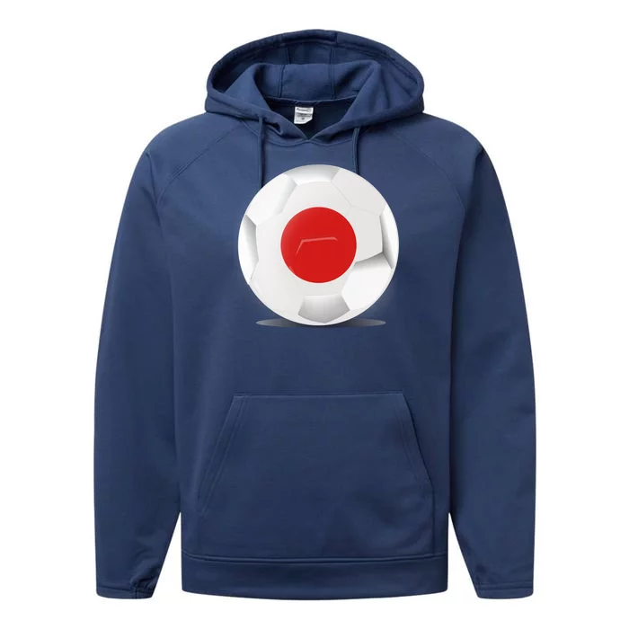 Soccer Ball Country Flag Japan Performance Fleece Hoodie