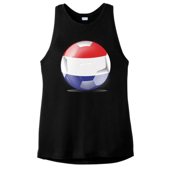 Soccer Ball Country Flag Netherlands Ladies Tri-Blend Wicking Tank