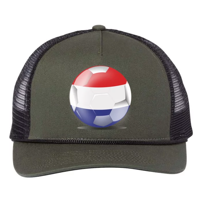 Soccer Ball Country Flag Netherlands Retro Rope Trucker Hat Cap