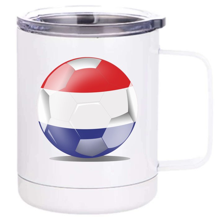 Soccer Ball Country Flag Netherlands Front & Back 12oz Stainless Steel Tumbler Cup