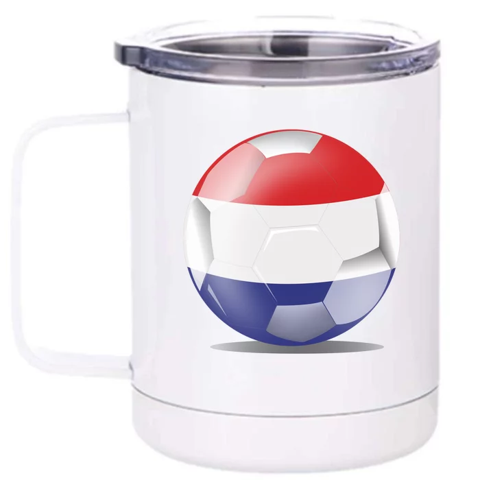 Soccer Ball Country Flag Netherlands Front & Back 12oz Stainless Steel Tumbler Cup