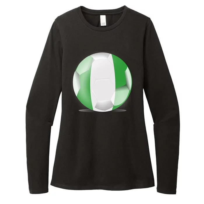 Soccer Ball Country Flag Nigeria Womens CVC Long Sleeve Shirt