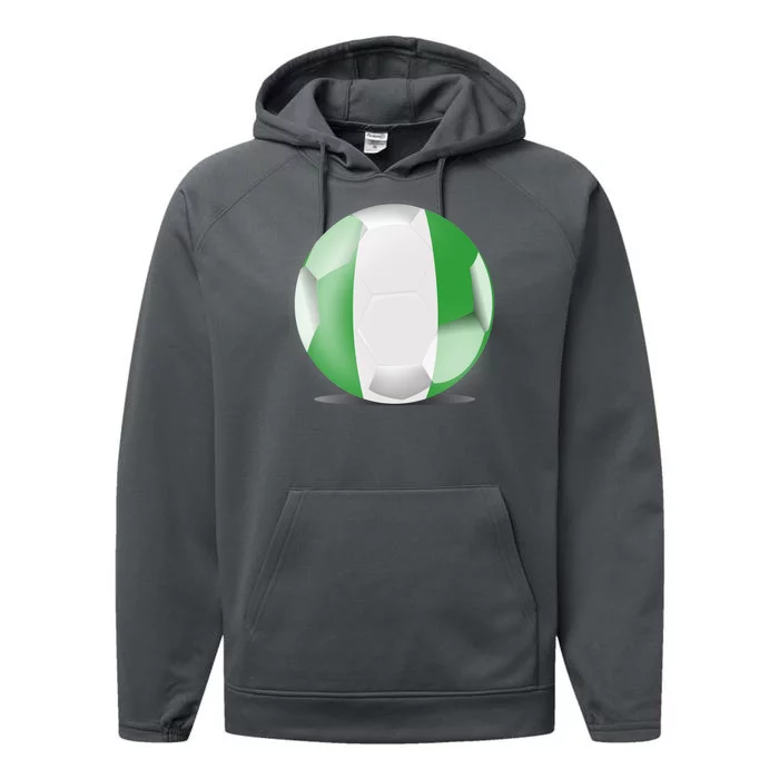 Soccer Ball Country Flag Nigeria Performance Fleece Hoodie