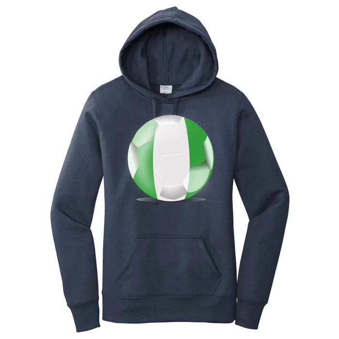 Soccer Ball Country Flag Nigeria Women's Pullover Hoodie