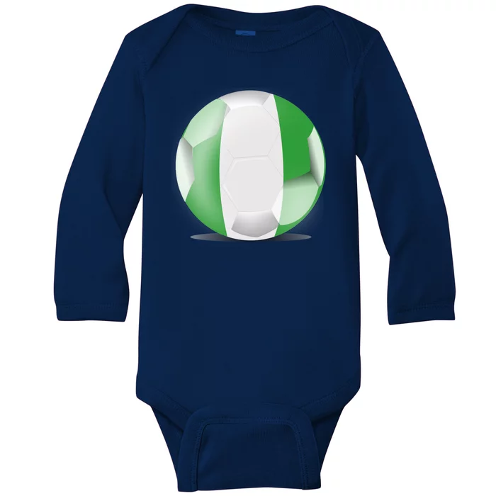 Soccer Ball Country Flag Nigeria Baby Long Sleeve Bodysuit