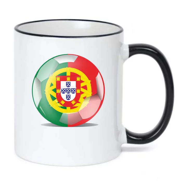 Soccer Ball Country Flag Portugal Black Color Changing Mug