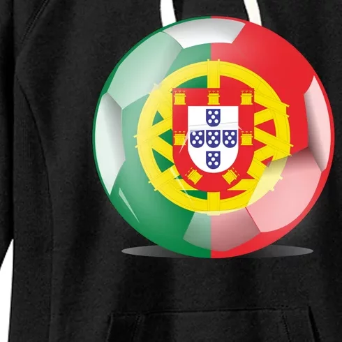 Soccer Ball Country Flag Portugal Women's Fleece Hoodie