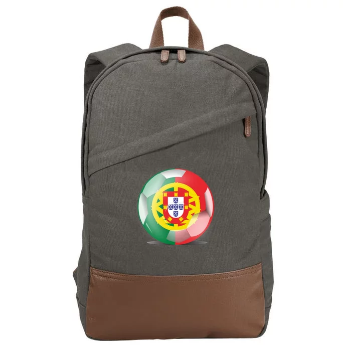 Soccer Ball Country Flag Portugal Cotton Canvas Backpack