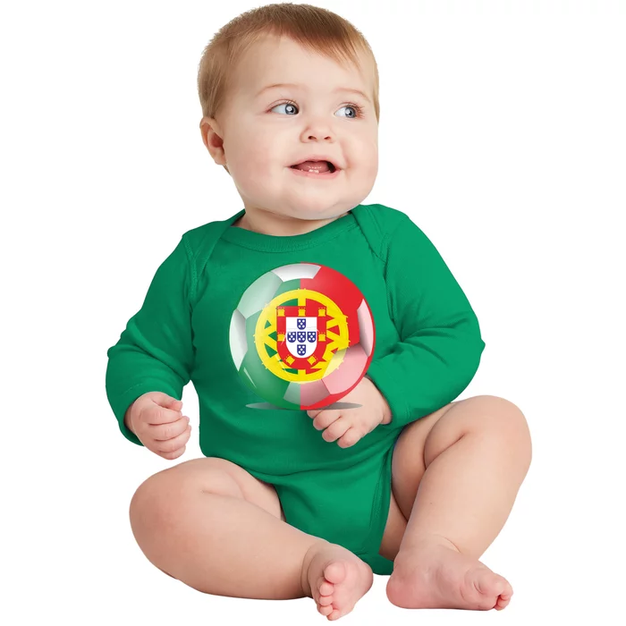 Soccer Ball Country Flag Portugal Baby Long Sleeve Bodysuit