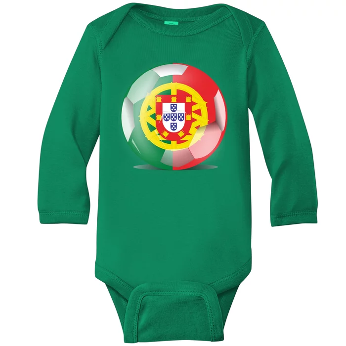 Soccer Ball Country Flag Portugal Baby Long Sleeve Bodysuit