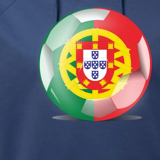 Soccer Ball Country Flag Portugal Performance Fleece Hoodie