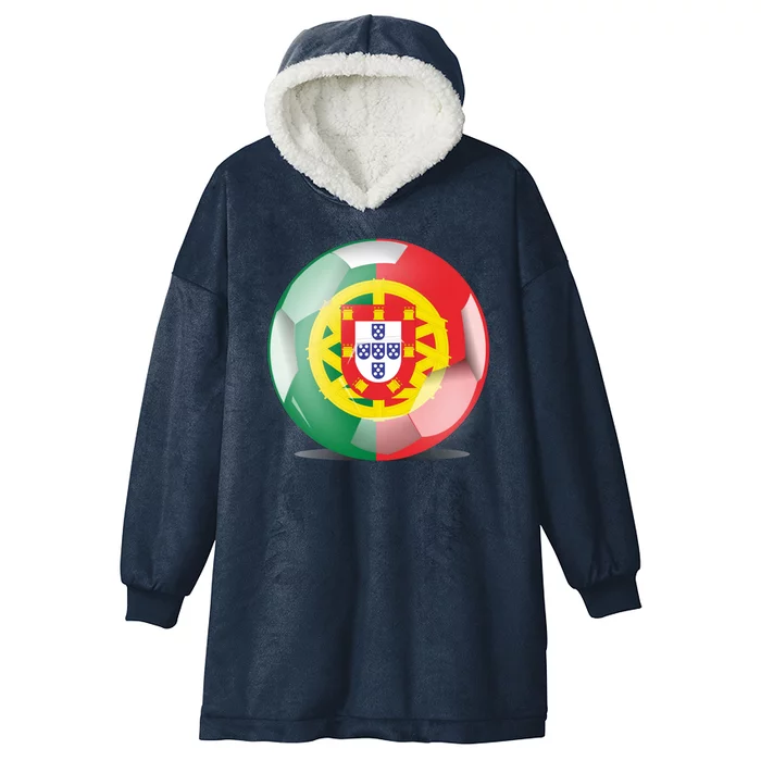 Soccer Ball Country Flag Portugal Hooded Wearable Blanket