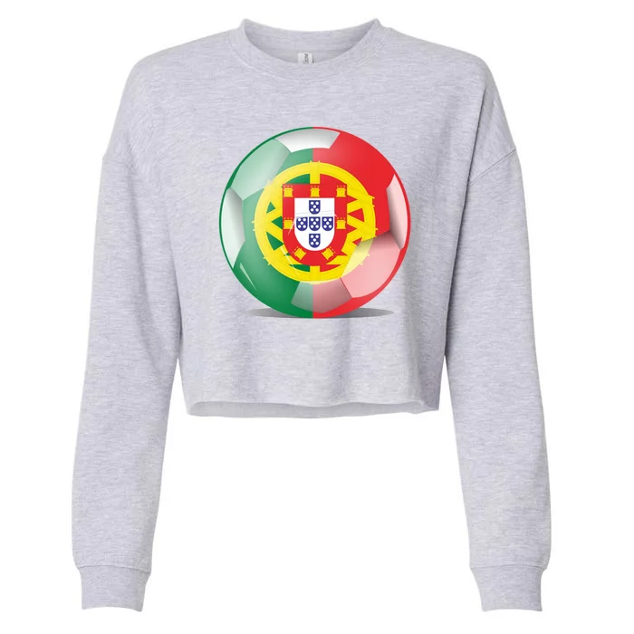 Soccer Ball Country Flag Portugal Cropped Pullover Crew