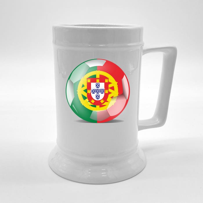 Soccer Ball Country Flag Portugal Front & Back Beer Stein