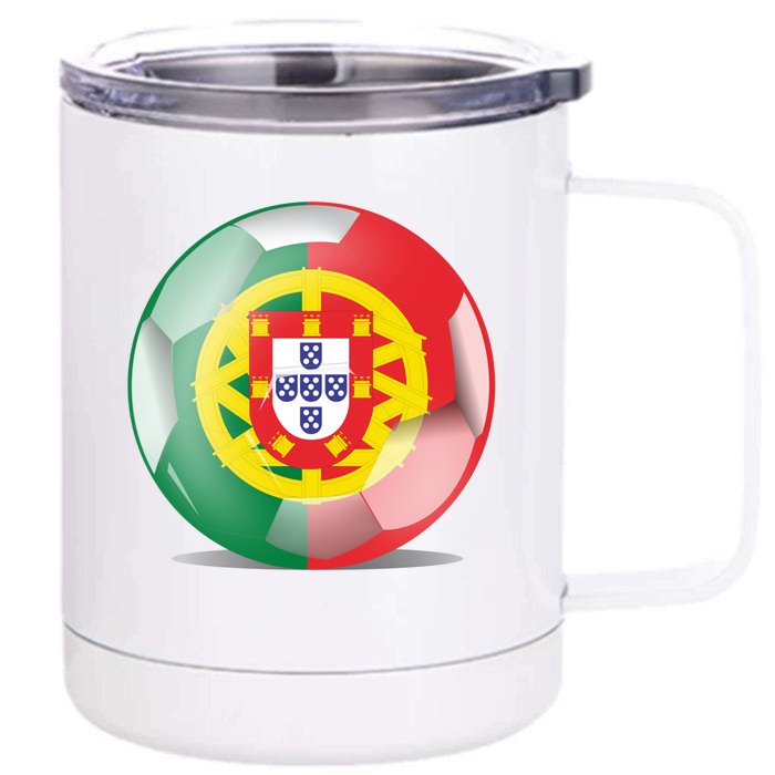 Soccer Ball Country Flag Portugal Front & Back 12oz Stainless Steel Tumbler Cup