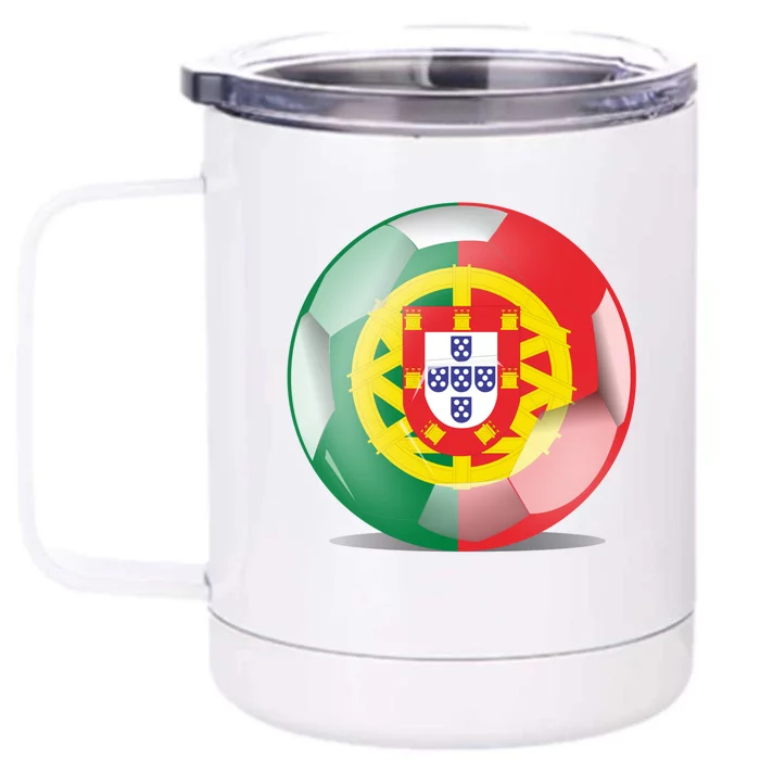 Soccer Ball Country Flag Portugal Front & Back 12oz Stainless Steel Tumbler Cup