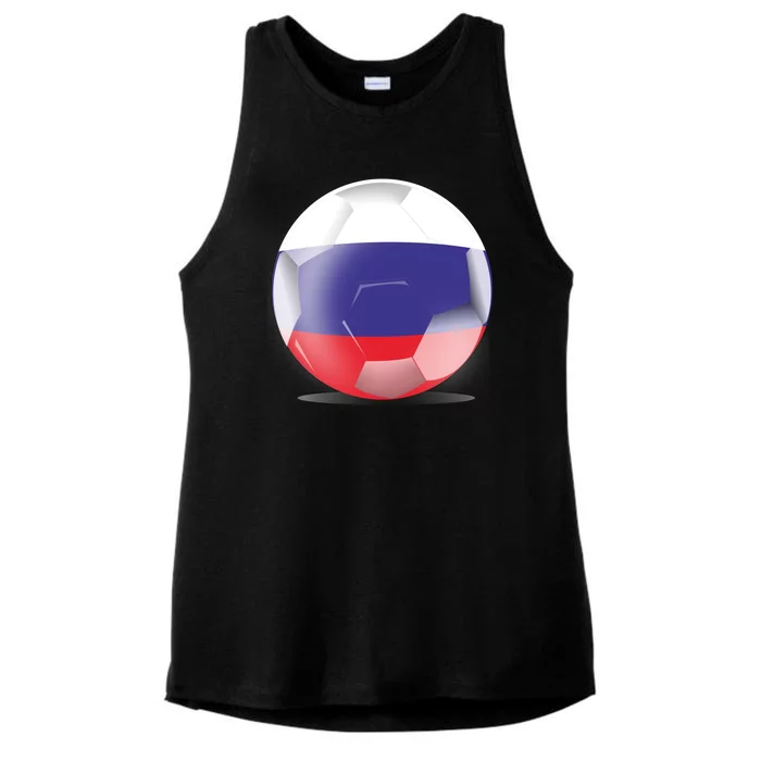 Soccer Ball Country Flag Russia Ladies Tri-Blend Wicking Tank