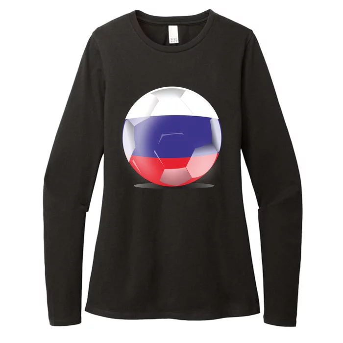 Soccer Ball Country Flag Russia Womens CVC Long Sleeve Shirt