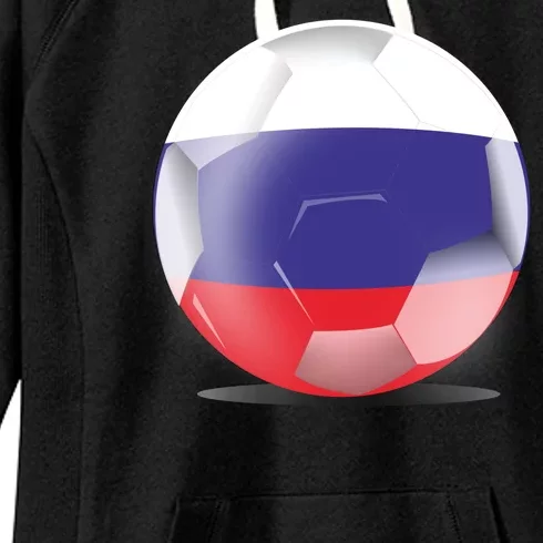 Soccer Ball Country Flag Russia Women's Fleece Hoodie