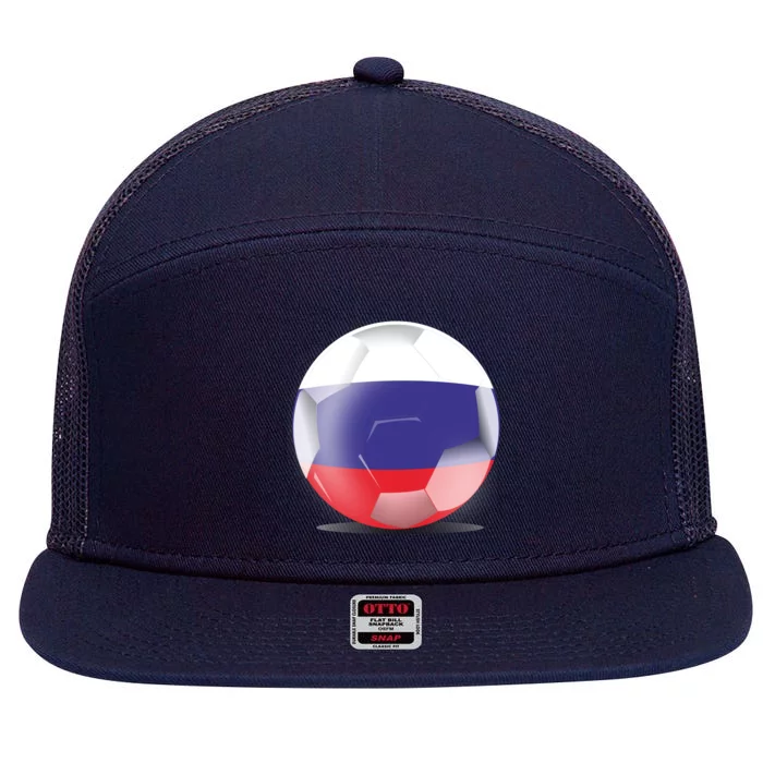 Soccer Ball Country Flag Russia 7 Panel Mesh Trucker Snapback Hat