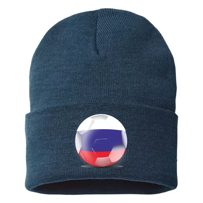 Soccer Ball Country Flag Russia Sustainable Knit Beanie