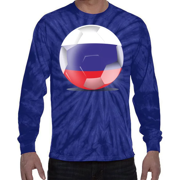 Soccer Ball Country Flag Russia Tie-Dye Long Sleeve Shirt