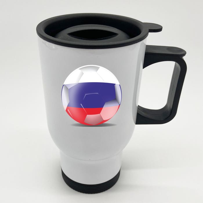 Soccer Ball Country Flag Russia Front & Back Stainless Steel Travel Mug