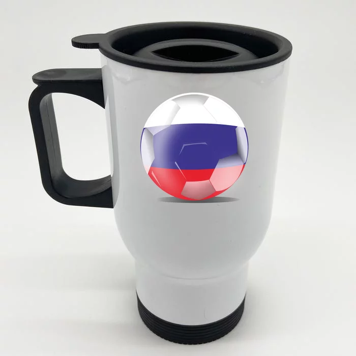 Soccer Ball Country Flag Russia Front & Back Stainless Steel Travel Mug