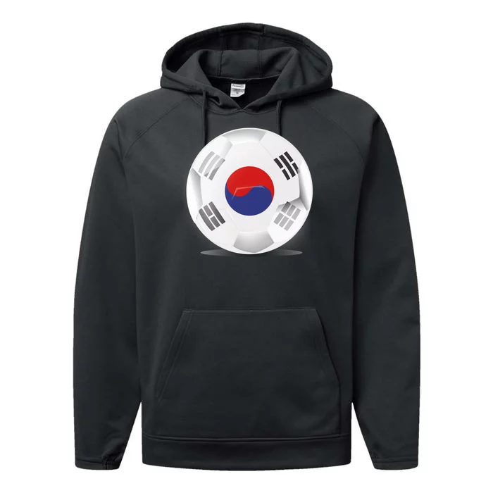 Soccer Ball Country Flag South Korea Performance Fleece Hoodie