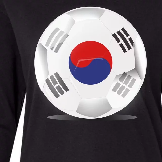 Soccer Ball Country Flag South Korea Womens Cotton Relaxed Long Sleeve T-Shirt