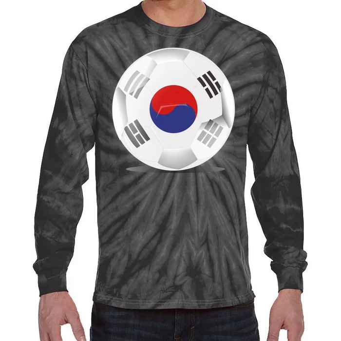 Soccer Ball Country Flag South Korea Tie-Dye Long Sleeve Shirt