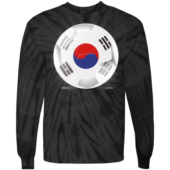 Soccer Ball Country Flag South Korea Tie-Dye Long Sleeve Shirt