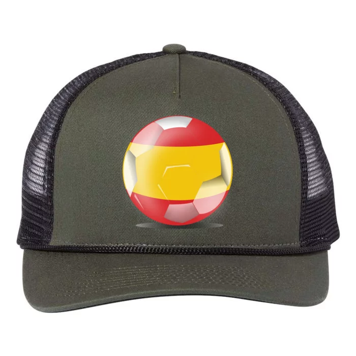 Soccer Ball Country Flag Spain Retro Rope Trucker Hat Cap