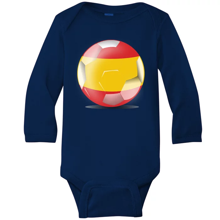 Soccer Ball Country Flag Spain Baby Long Sleeve Bodysuit