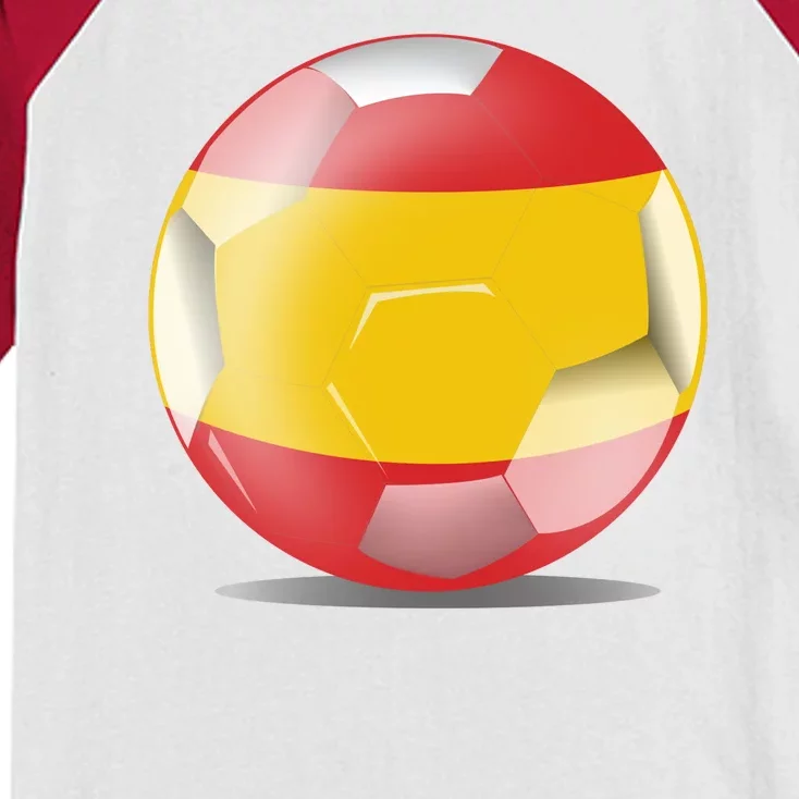 Soccer Ball Country Flag Spain Kids Colorblock Raglan Jersey