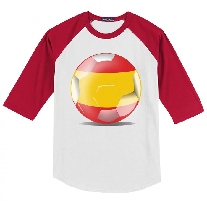 Soccer Ball Country Flag Spain Kids Colorblock Raglan Jersey