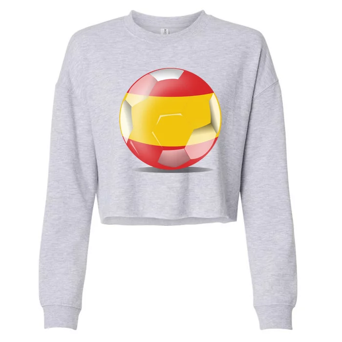 Soccer Ball Country Flag Spain Cropped Pullover Crew