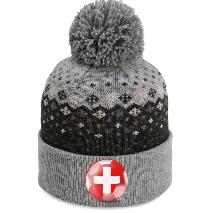 Soccer Ball Country Flag Switzerland The Baniff Cuffed Pom Beanie