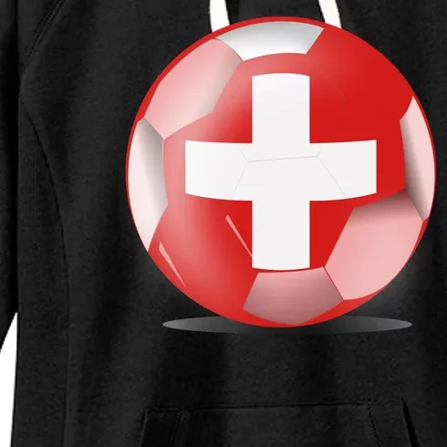 Soccer Ball Country Flag Switzerland Women's Fleece Hoodie