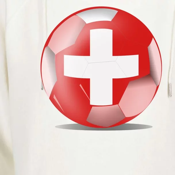 Soccer Ball Country Flag Switzerland Womens Funnel Neck Pullover Hood