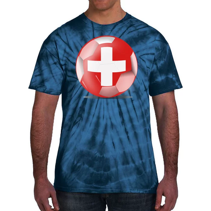 Soccer Ball Country Flag Switzerland Tie-Dye T-Shirt