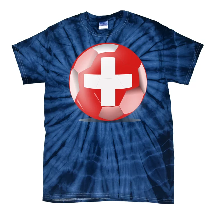 Soccer Ball Country Flag Switzerland Tie-Dye T-Shirt