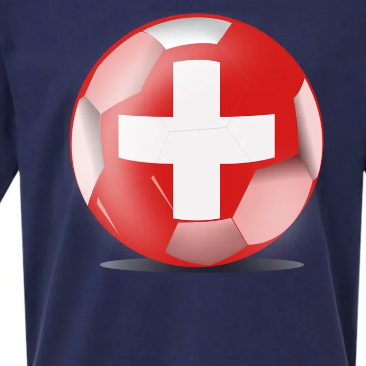 Soccer Ball Country Flag Switzerland Sueded Cloud Jersey T-Shirt