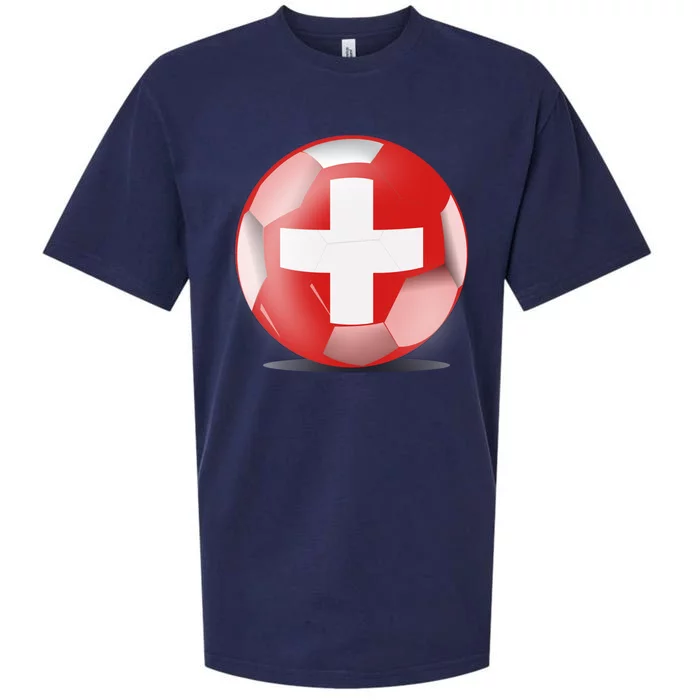 Soccer Ball Country Flag Switzerland Sueded Cloud Jersey T-Shirt