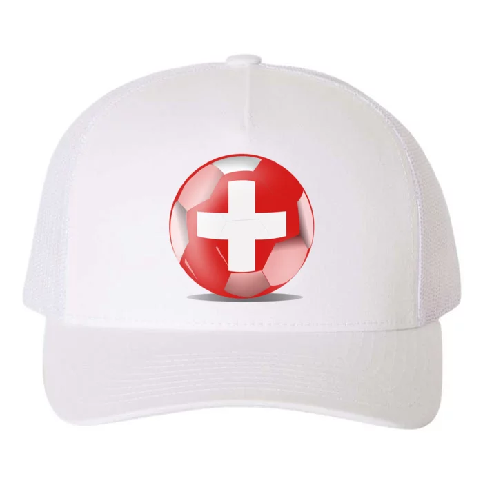 Soccer Ball Country Flag Switzerland Yupoong Adult 5-Panel Trucker Hat